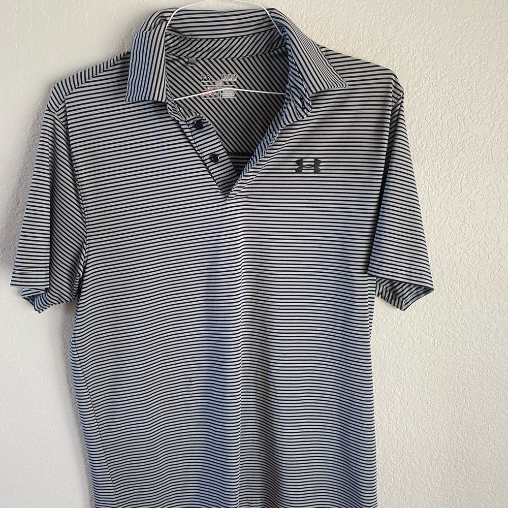Under Armour Men's Striped Polo Shirt - Black and White